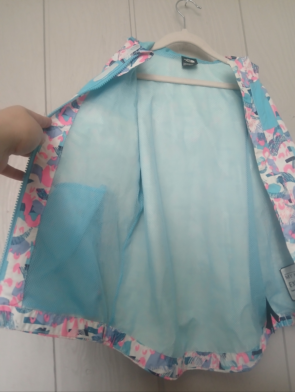 The North Face Girls' Pink & Teal Printed Raincoat - Picture 10 of 10
